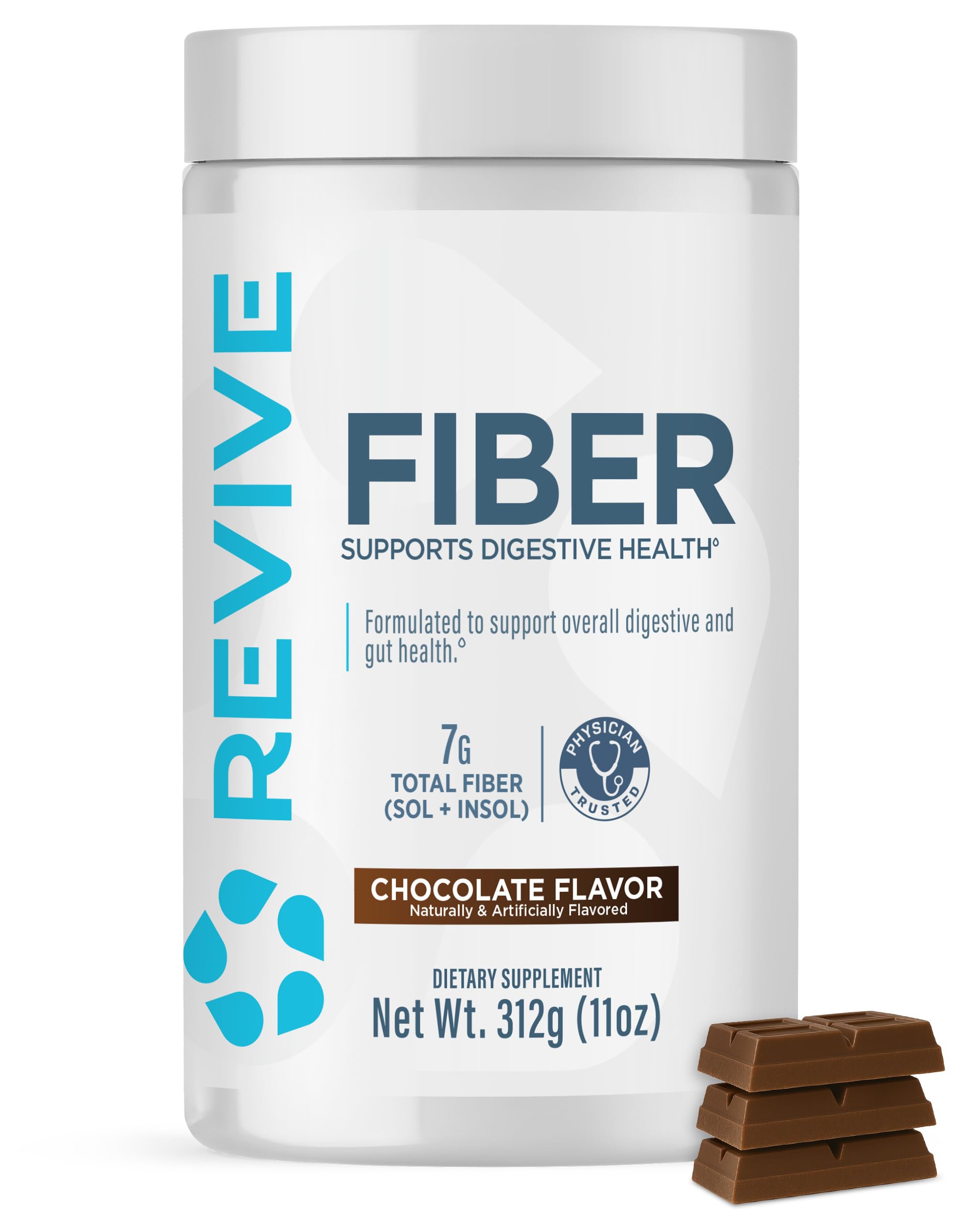 Revive MD Fiber - Digestive Health, Fiber, Psyllium Husk, Oat Flour - 30 Servings (Chocolate)