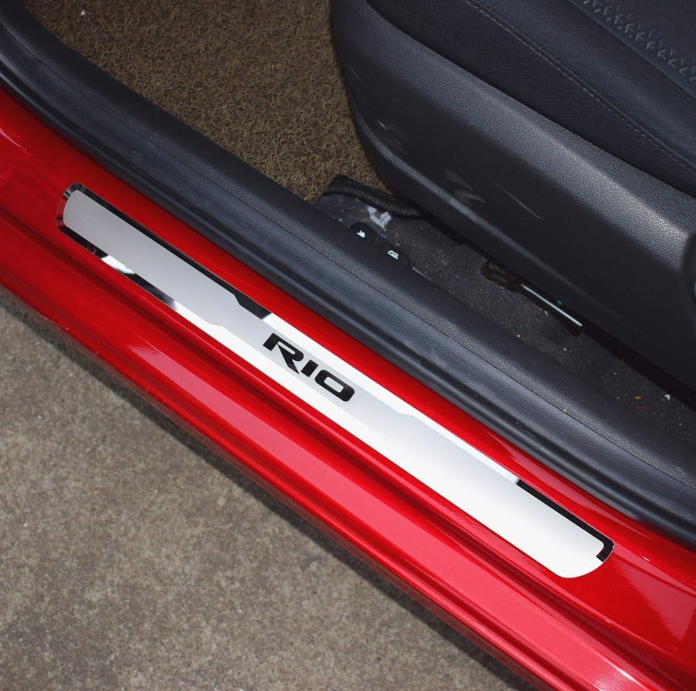 Weigesi Stainless Steel Door Sill Scuff Plate Door Sill Protector Cover Trim for KIA Rio 2015-2018 Accessories