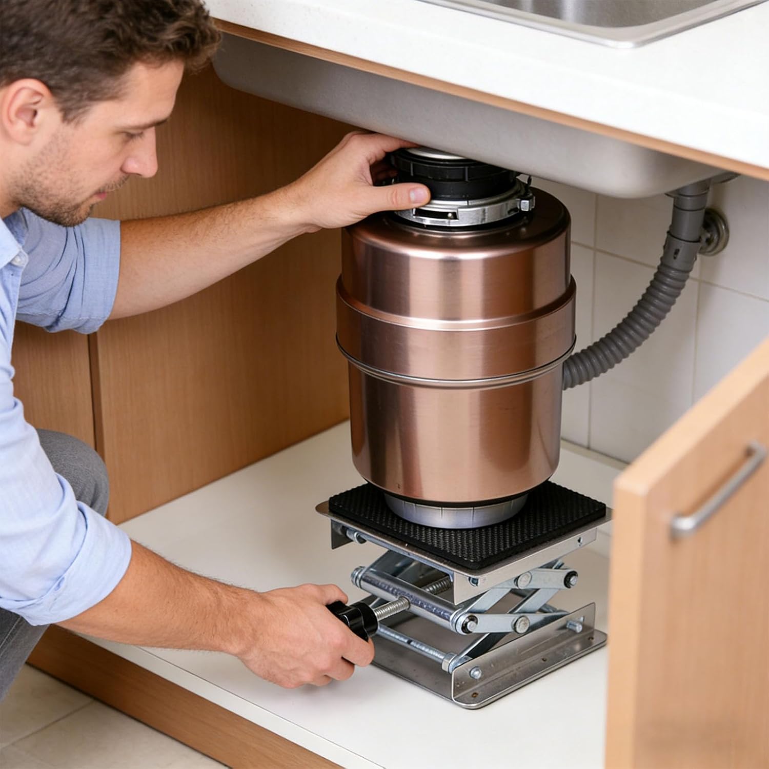 Duty Adjustable Bracket for Kitchen Sink Waste Disposal Unit with 50-150mm Height and Vibrations Absorb Kitchen Waste Disposal Lift Stand