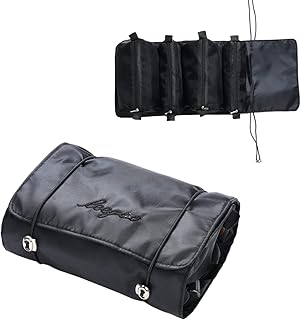 شنطة سفر قابلة للطي لتنظيم ادوات الزينة والمكياج ومستحضرات التجميل للتعليق 4 شنط تخزين للازالة متعددة الوظائف ومقاومة للماء المكياج اكسسوارات الحمام أسود من امومبينج