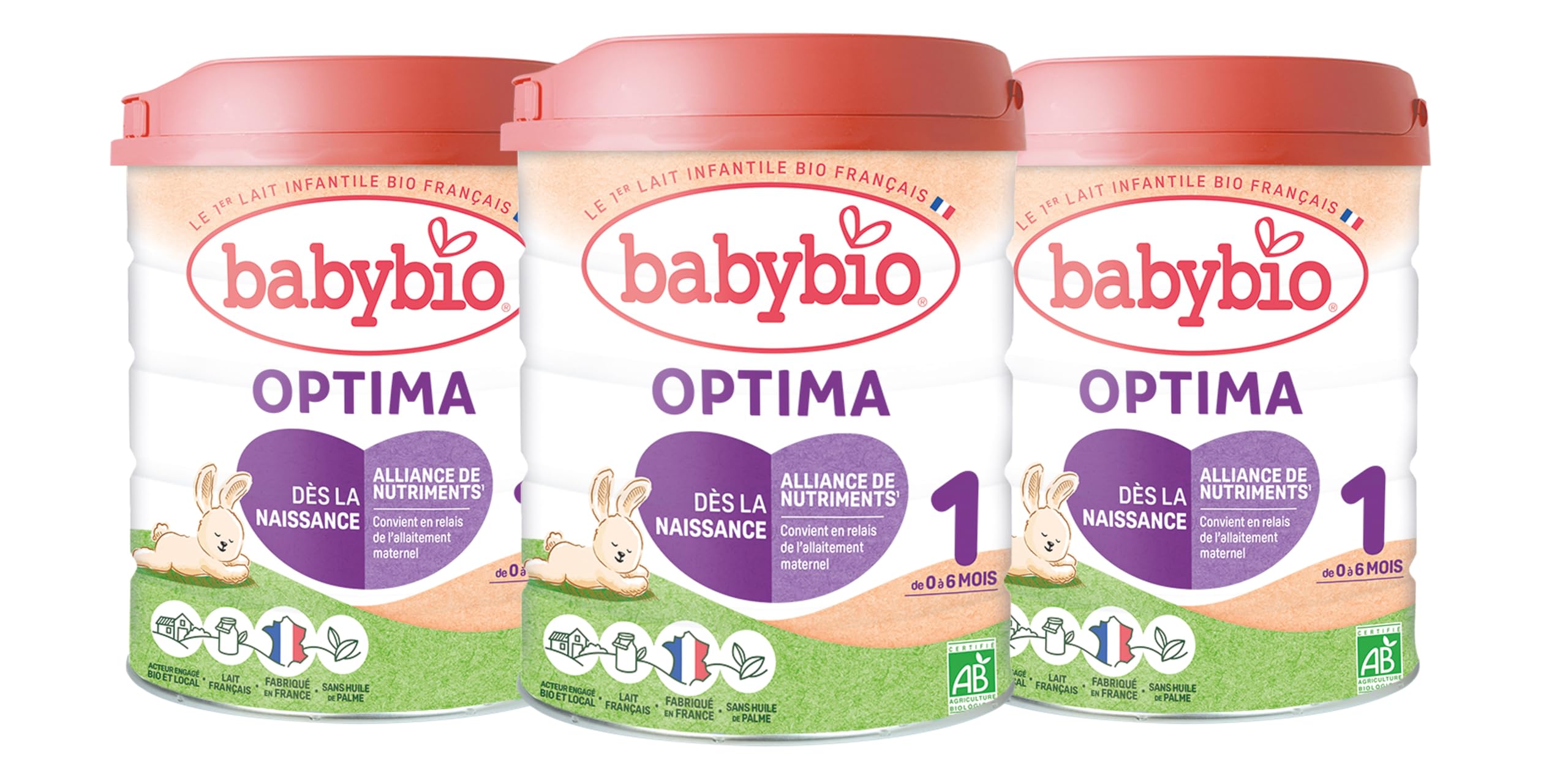 Babybio - Lait Infantile - Optima 1er Âge - 800g - de 0 à 6 Mois - BIO - Fabriqué en France - Sans Huile de Palme - Lot de 3, 2400.0 gramme