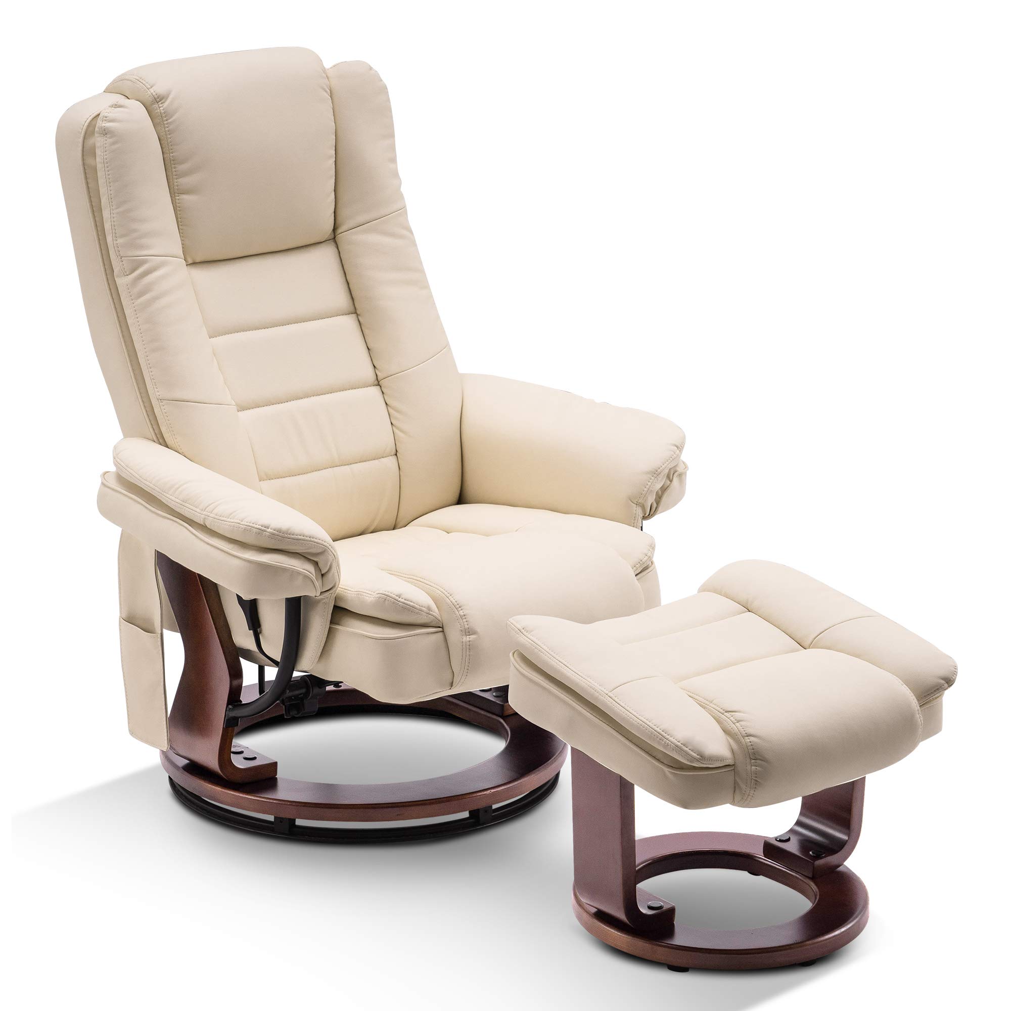 Mcombo stressless recliner with ottoman chair accent recliner chair with vibration massage Clearance