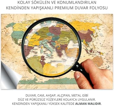Plustablo Modern Stylish World Map Wall Sticker Suitable for School and Education (100x150 Cm.)