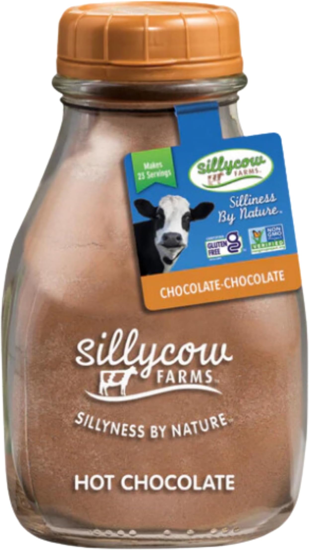 Sillycow Farms Hot Chocolate Mix Flavor | Rich Hot Cocoa Delight | Gluten-Free, Non-GMO, Dairy-Free | Nut-Free Certified Quality Cocoa Powder Blend | 16.9 Oz Reusable Glass Bottle - Pack of 1