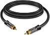 KabelDirekt – 3m – Cinch deep bass speaker cable, 1x1 Cinch/RCA, audio/digital/video (coaxial cable, RCA plug/plug, amplifier/HiFi, for audio signal or composite video, 75 ohms, black)