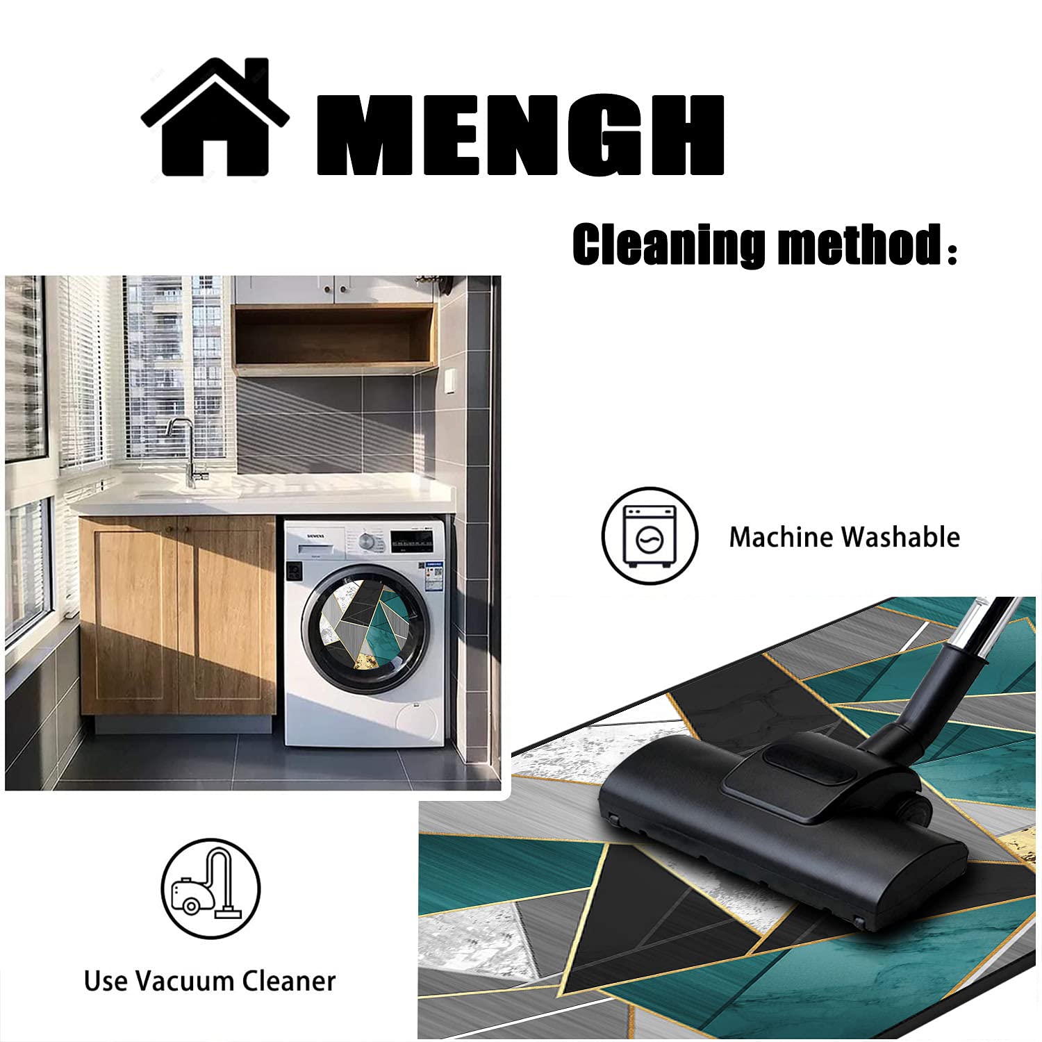 MENGH Tapis de Passage Antidérapant Lavable Surface Douce 3D Tapis Passage pour Cuisine, Couloir, Passage, Chambre - 50x260cm