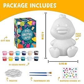 Goody King Paint Your Own Duck Lamp Kit, DIY Duck Night Light, Arts & Crafts for Kids Ages 8-12, Painting Kit for Kids, Art Supplies Birthday Party Holiday Gift for Teens Girls Boys Age 3 4 5 6 7 8+