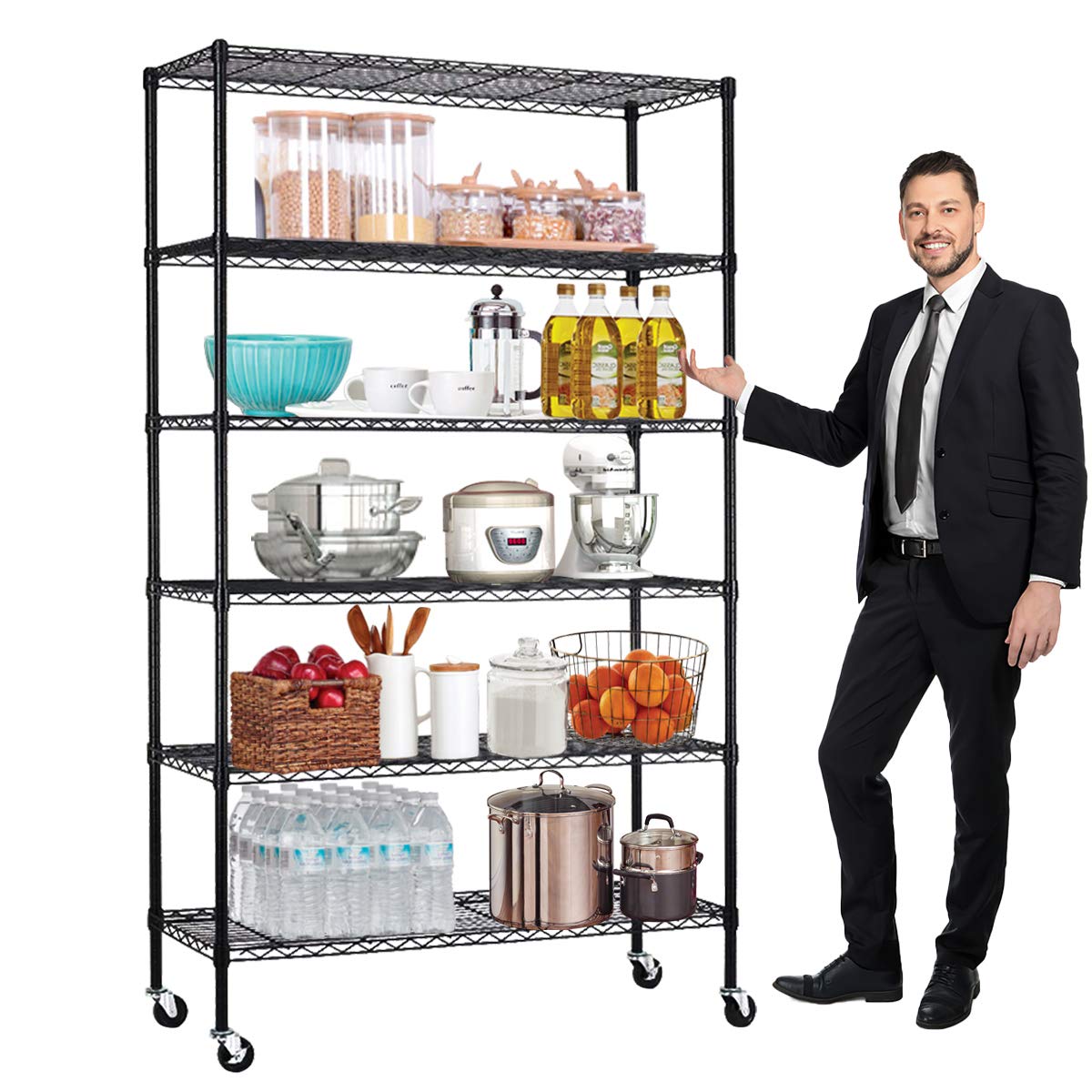 Buy 6 Tier Wire Shelving Storage Metal Shelf Standing Shelf Units NSF