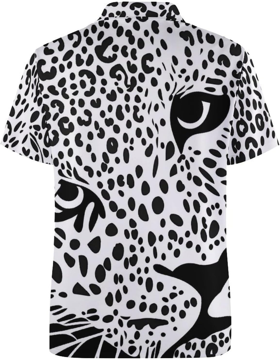 Black and White Leopard Womens Golf Polo Shirts Summer Short Sleeve Collared 3 Buttons T Shirt Activewear Tops