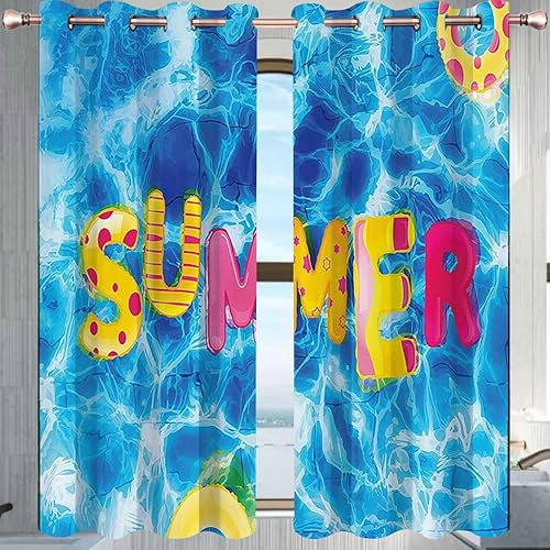 Miniatura 2 de Cortinas oceánicas para sala elegantes modernas, cortina de privacidad con ojales para puerta, bloqueo de luz, 63 pulgadas de ancho por 63 pulgadas