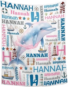 Custom Dolphin Blanket for Boys Girls | Ultra Soft Personalized Baby Blankets Gifts | Ocean Animal Dolphin Theme Throw Decor | 30"x40"-Toddlers/Crib Size