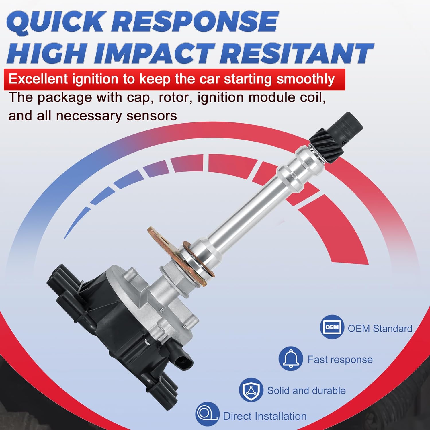 Ignition Distributor Compatible for Chevy Express Astro Blazer GMC C1500 Silverado Sierra 1500 4.3L V6 Black Cap and Rotor kit Replacement 12598210 1103417