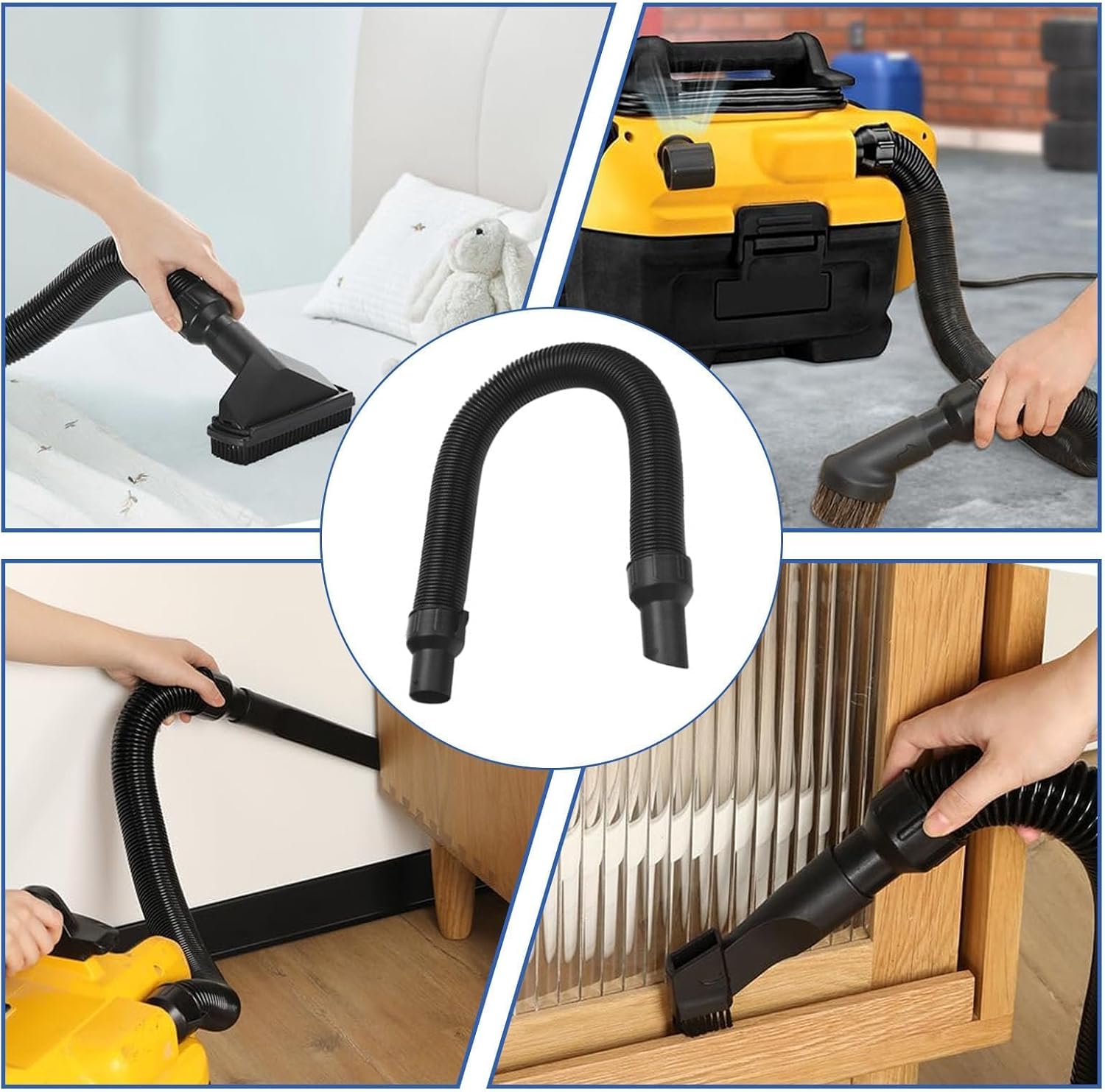 7PCS Vacuum Attachments Kit with 5140128-68 Replacement Vacuum Hose for DeWalt DCV580, DCV580H, DCV581H Wet/Dry Vacuum, Including Horsehair Brushes & Hose Adapter
