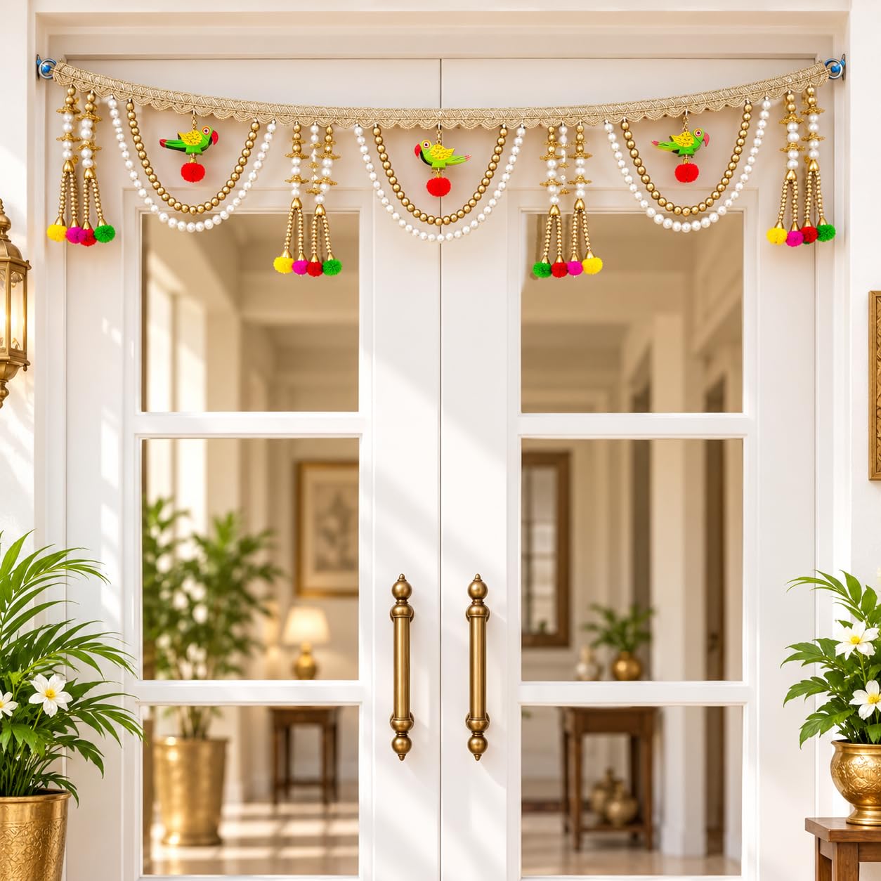 Gold Lotus Toran - Traditional Indian Door Decor -16