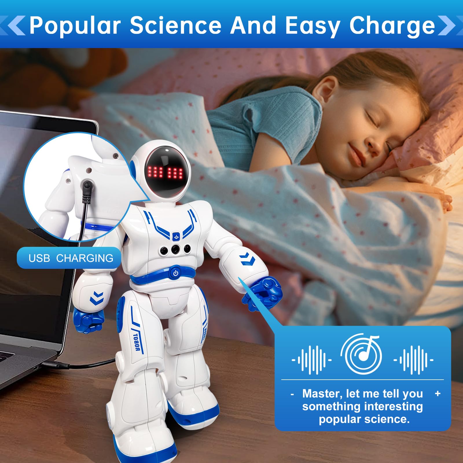 Giocattolo intelligente RC Robot con canto/ballo, telecomando e sensazione, ideale per bambini dai 6 ai 12 anni per compleanno e Natale