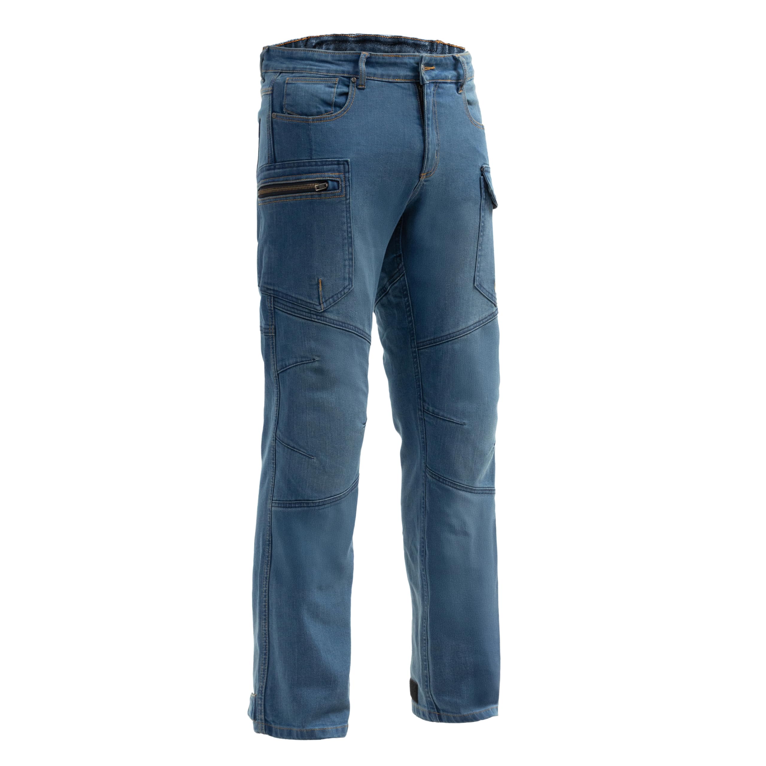BROGER Bronx Vaqueros de Moto Pantalones de Moto Hombre | Denim | Forro de Fibra aramida | Protectores de Rodilla y Cadera de Nivel 1 | Bolsillos Cargo | Nivel de protección AA | Regular Fit