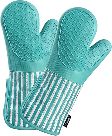 Alselo Silicone Oven Mitts Heat Resistant 932℉ with Waterproof &