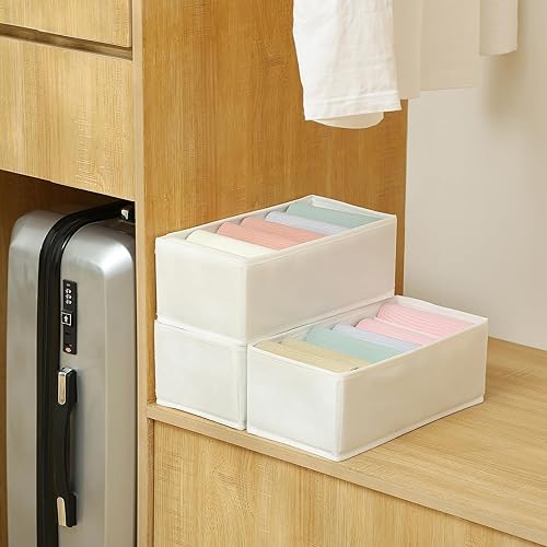 Miniatura 5 de Qozary Paquete de 3 divisores organizadores de cajones de ropa interior de calcetines, cajas de almacenamiento plegables de tela no tejida para