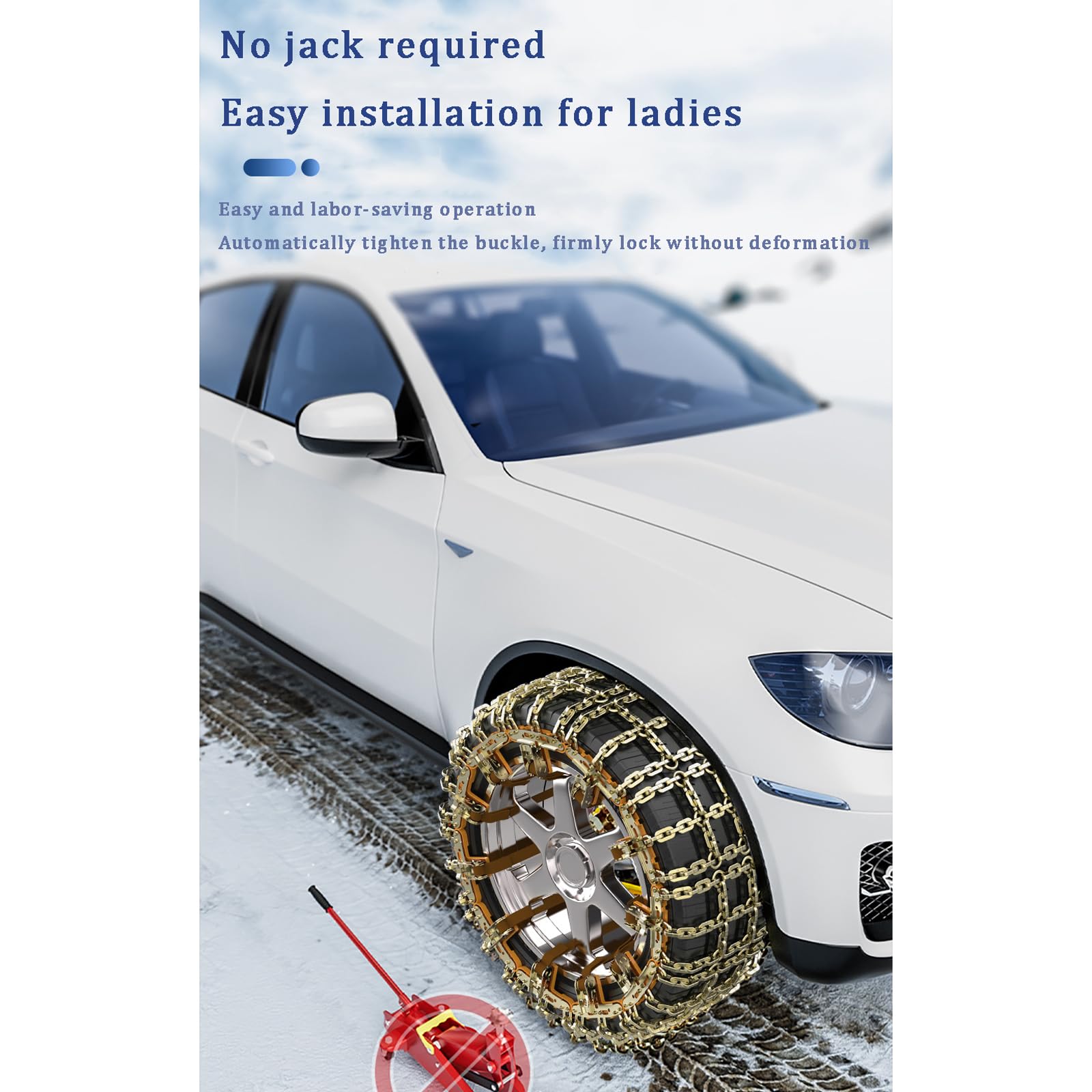 1/2 Pcs Cadenas Coche Nieve Cadenas de Nieve para Coche Universal Reusable Anti Snow Chains Instalación Rápida y Fácil Montaje Rápido Cadenas Nieve para la Mayoría de Automóvil SUV