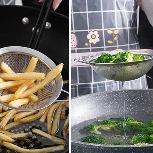 Miniatura 6 de Juego de 2 coladores de malla fina, pequeños tamices de acero inoxidable con asas para colar harina de cóctel, herramienta de barra de té de azúcar