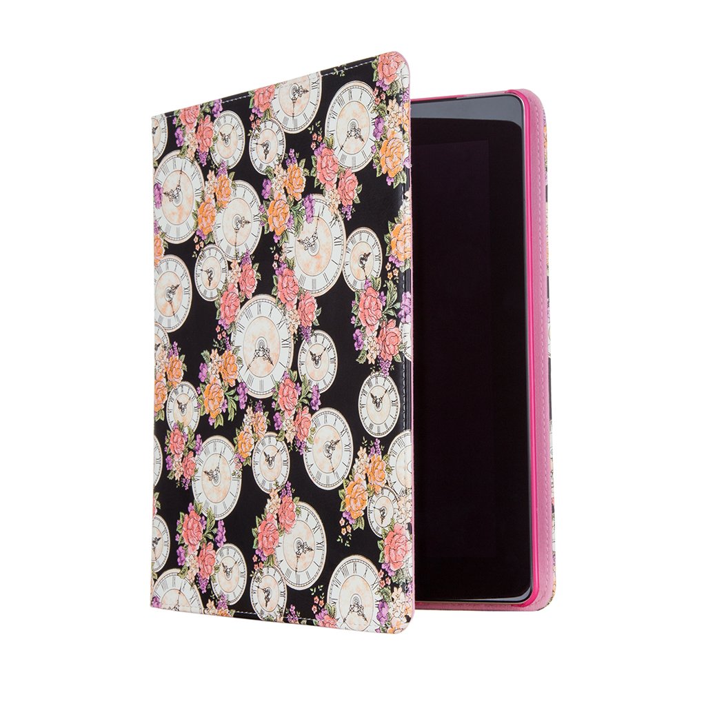 IDEGG Case for iPad 2 3 4 (Black with Clock Flower, iPad 2/3/4)