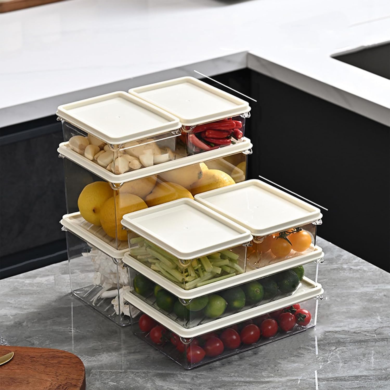 Amazon｜密閉容器フラットフラット冷蔵庫タッパーPP家庭用食品収納