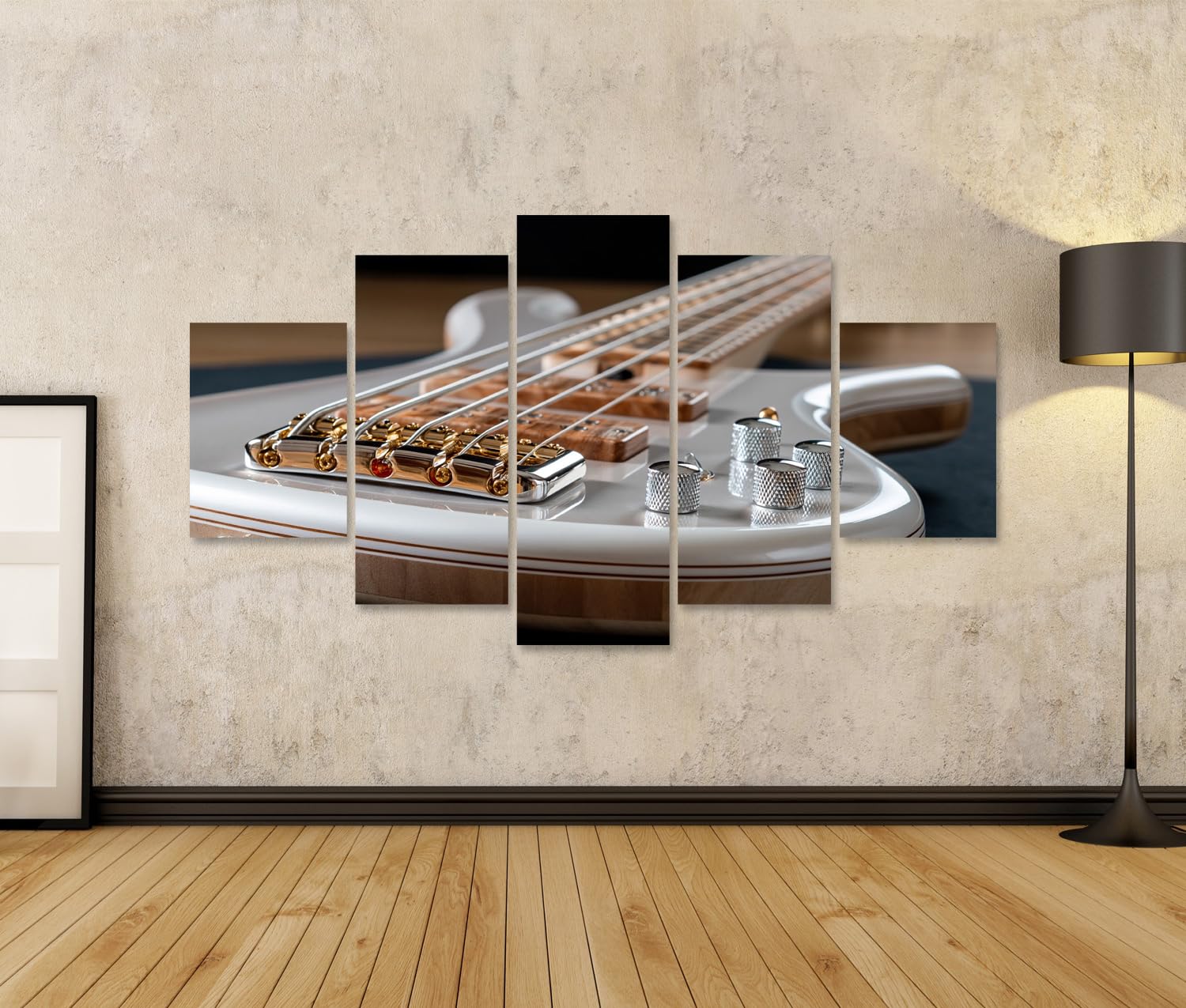 islandburner Quadro su tela, elegante stampa a basso elettrico, per soggiorno, per gli amanti della musica, 5 pezzi