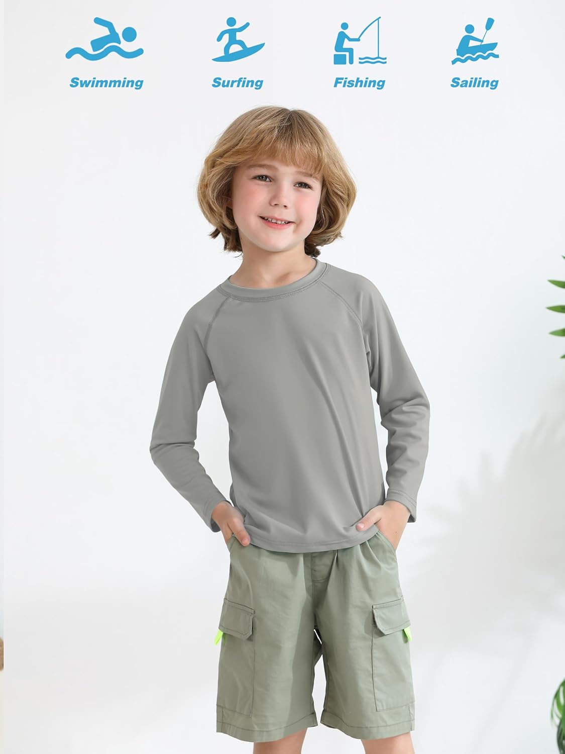 Cooraby 3 Pack Boys Swim Shirt UPF 50+ Long-Sleeve Neon Rashguards Sun Protective Quick Dry Outdoor Shirt
