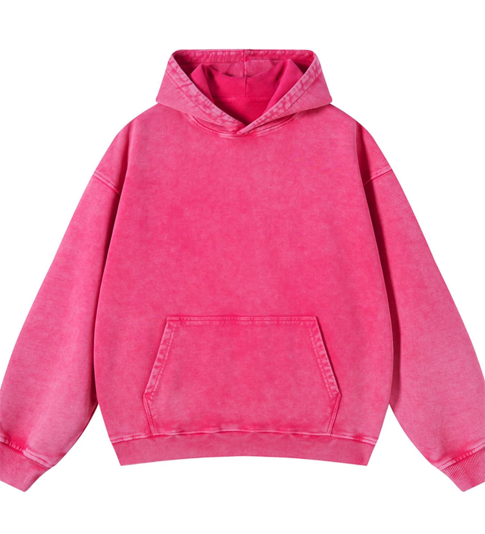 Felpa con cappuccio da uomo oversize unisex con lavaggio acido leggera in cotone vintage baggy lavato tempo libero hip hop con tasca top