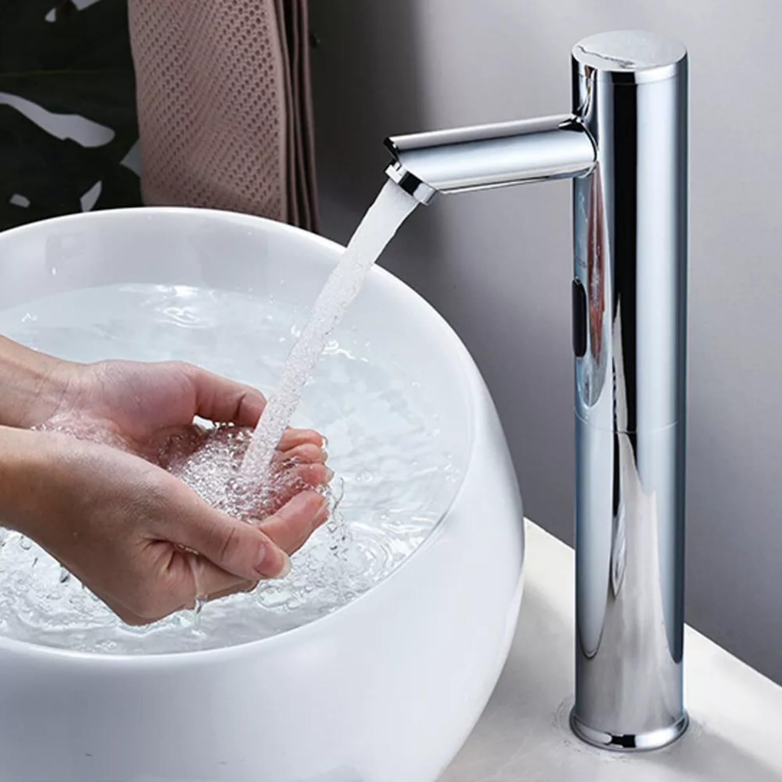 Grifo de cocina con sensor por infrarrojos, automático, sin contacto, grifo de baño, grifo de inducción, grifo de lavabo, funciona con pilas, para baños, hoteles, cocinas (20 cm)