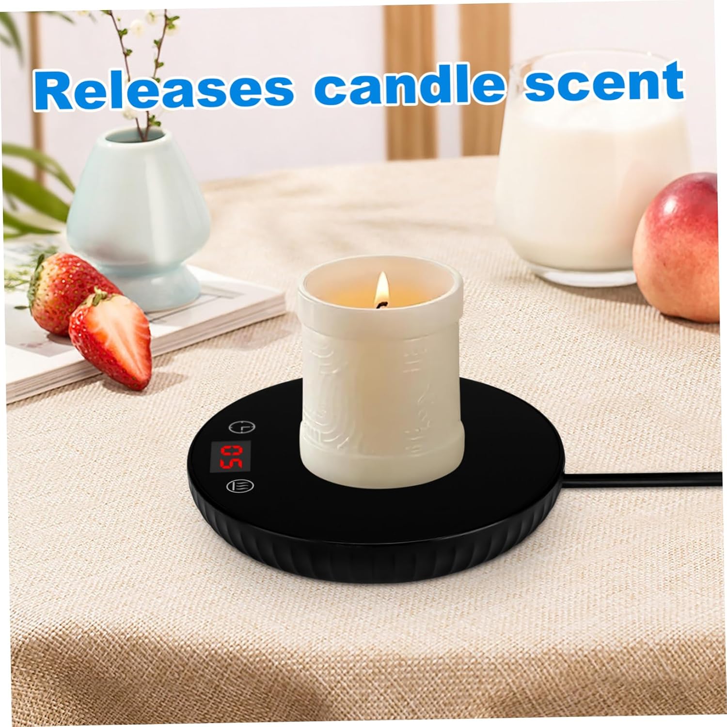 Cabilock 55degree Electric Milk Mug Warmer with Temperature Control Reusable Coffee Cup Heating Coaster for Desk Tea Soup and Beverages Compact Design Us Plug
