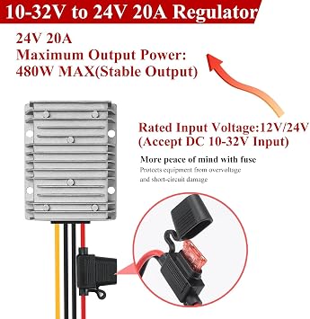 DC-DC Boost Converter 12V to 24V 20A 480W Step-Up Module Power Regulator