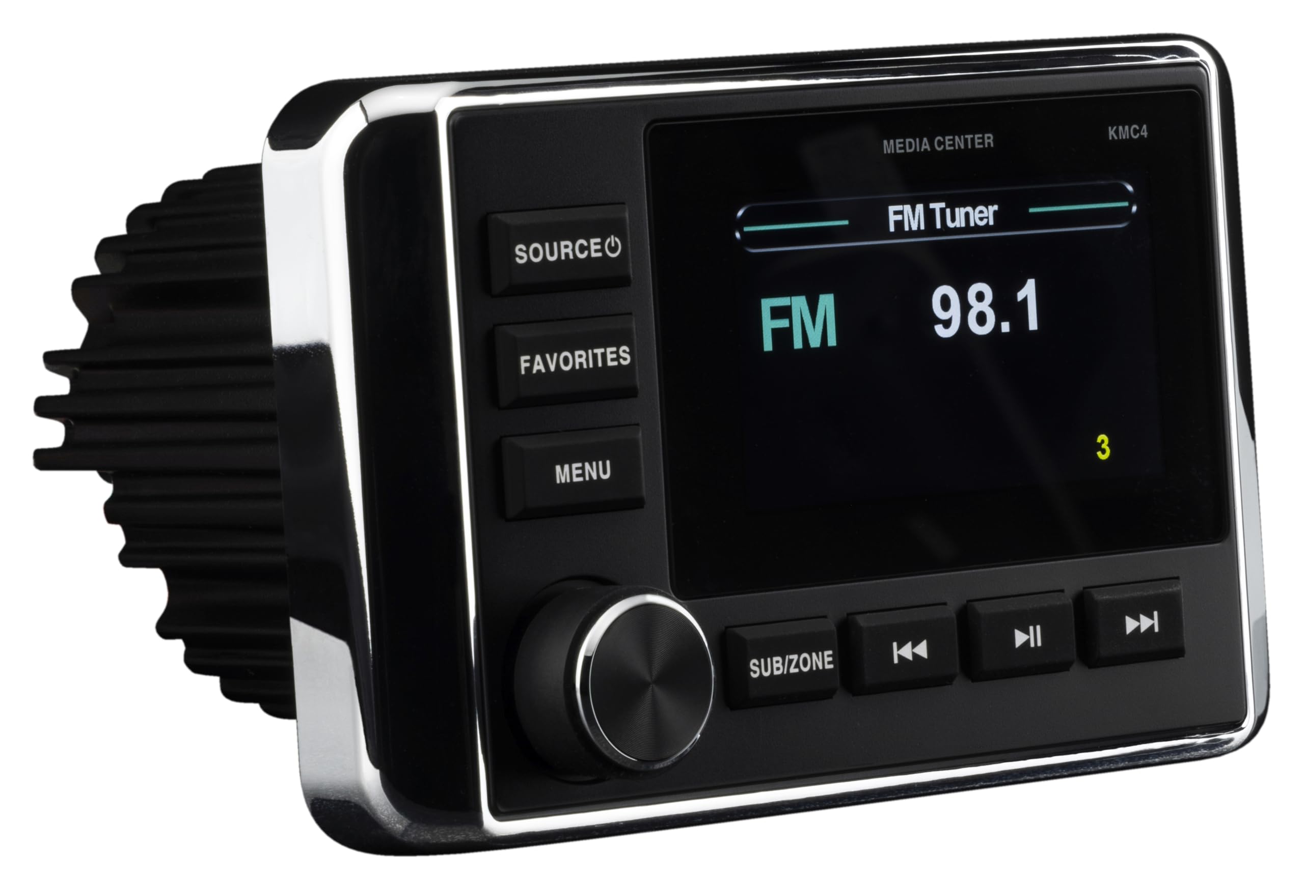 Kicker 51KMC4 Wetterbeständiges Messgeräte-Stil Media Center mit Bluetooth