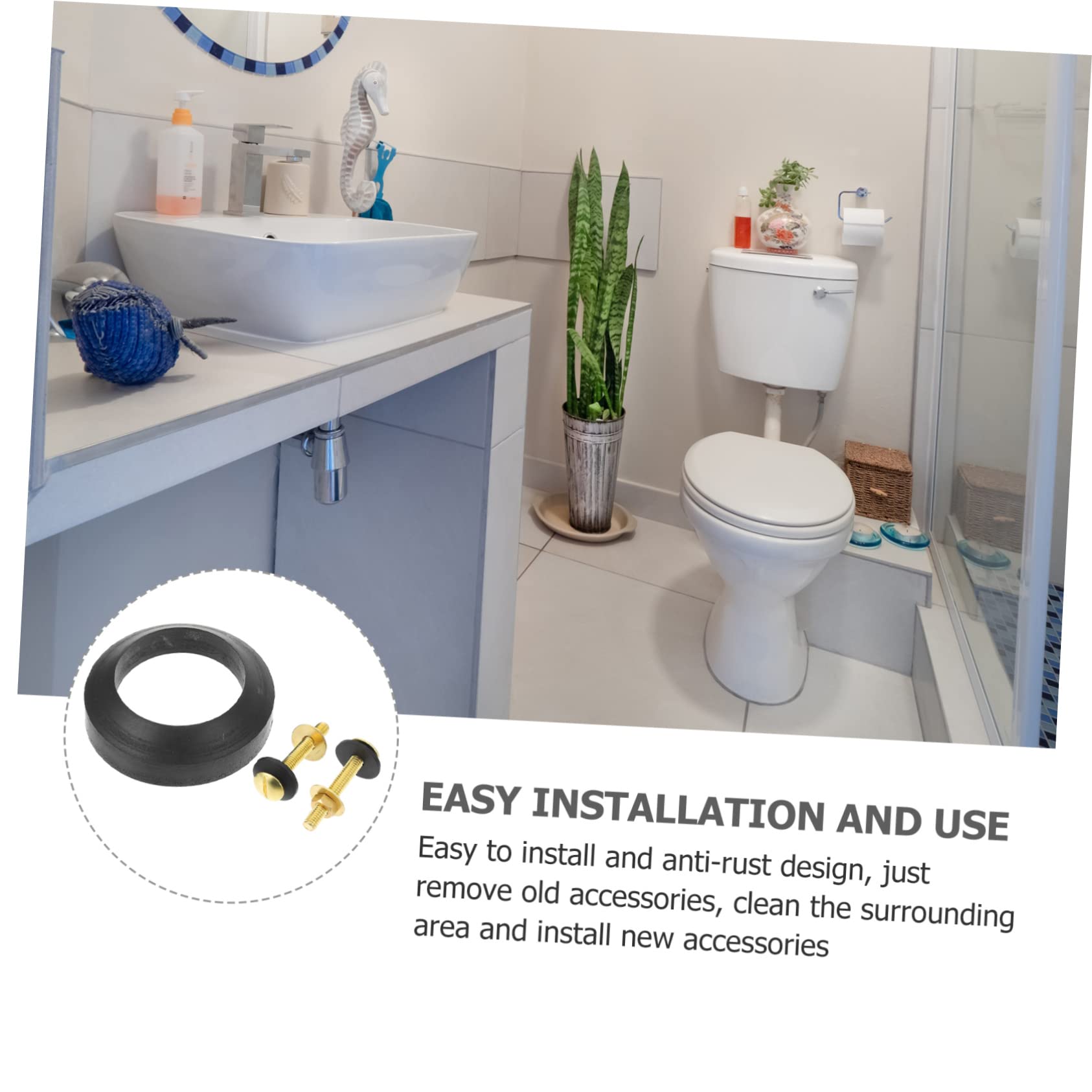 Tofficu 2 Set Guarnizione per Cisterni Wc Completo per Installazione Facile Accessori per Resistente e Compatibile con Serbatoi Wc