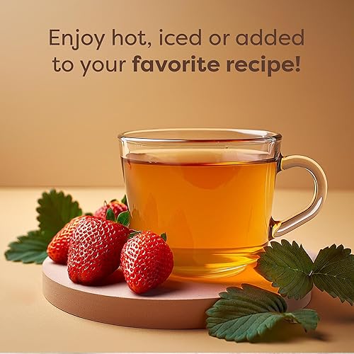 Miniatura 6 de Waka Mezcla de té verde instantáneo, sabor a fresa, 100% hojas de té, sin aditivos, té en polvo sin azúcar en bolsa a granel, tés calientes y