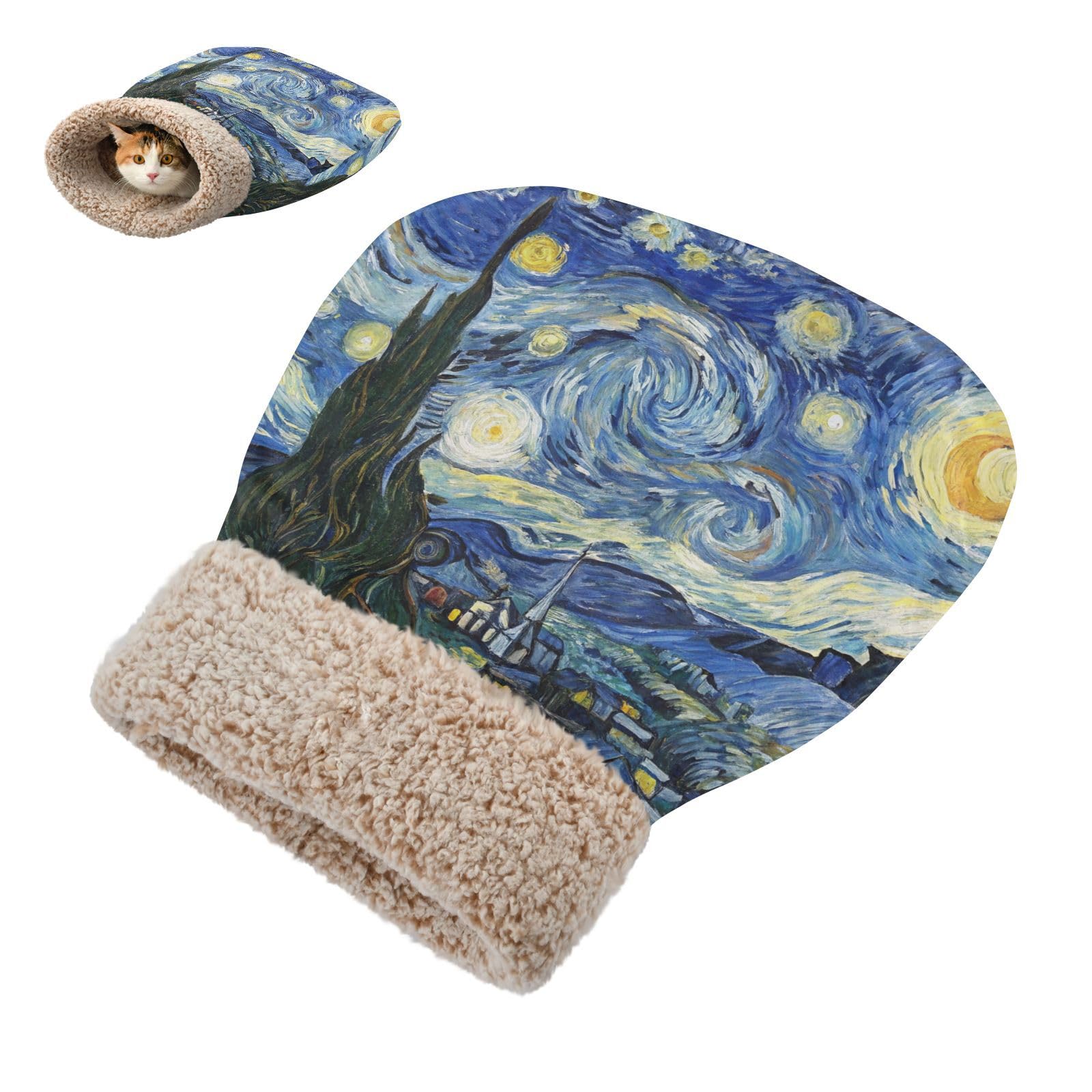 Amazon.com : JUZIHAI The Starry Night Art Cat Sleeping Bag, Warm