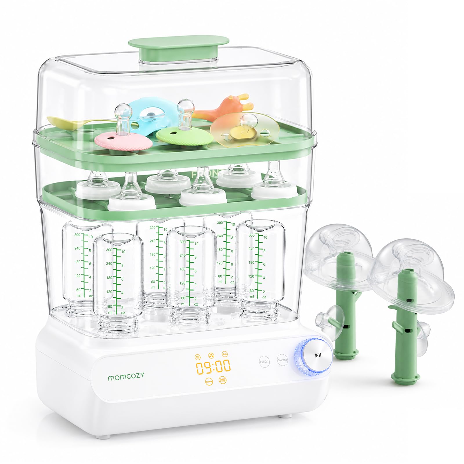 Momcozy Esterilizador y secadora de botellas grandes de 3 capas, esterilización y secado rápido, esterilizador universal de botellas para todos los biberones y accesorios para sacaleches, pantalla