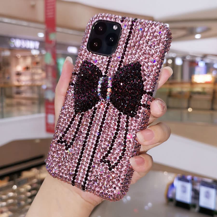 Amazon.co.jp: 黒いリボン ピンク ラインストーン 大人可愛い シンプル  