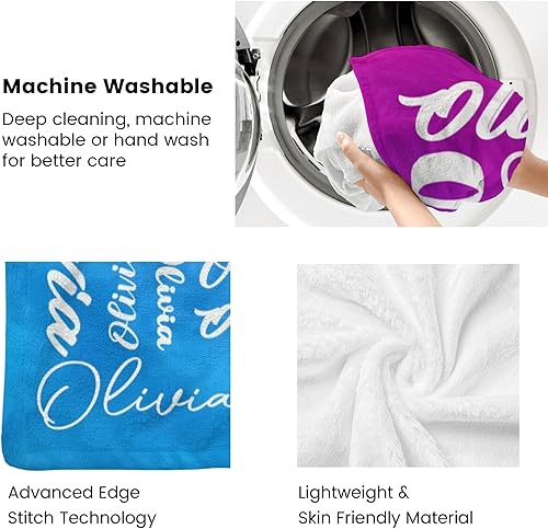 Miniatura 6 de Manta y manta personalizada con nombre para niños y adultos, manta de franela personalizada (color 09, 40 x 50 pulgadas)