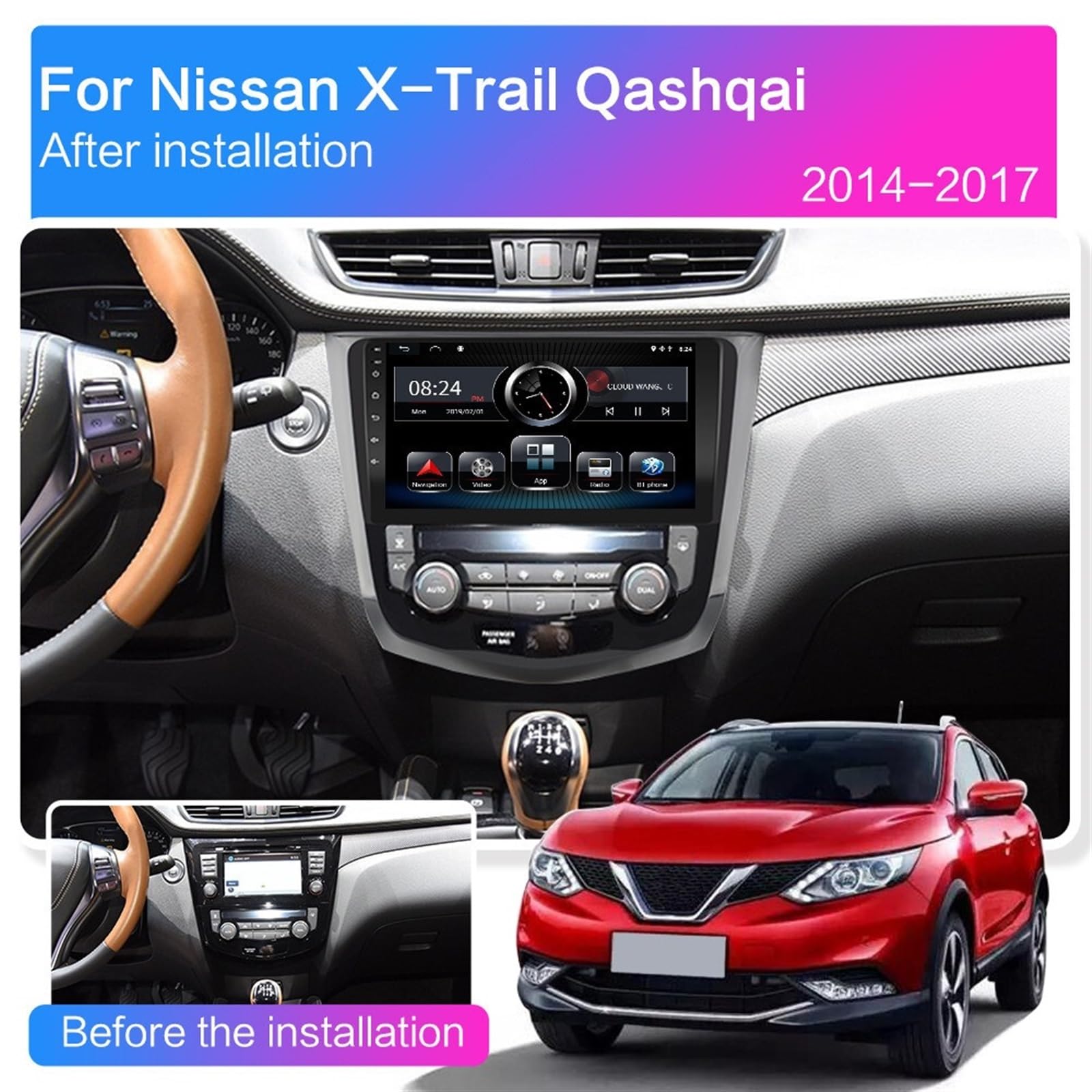 2G RAM Android 9.0 samochodowy odtwarzacz multimedialny DVD, dla X-TRAIL, Xtrail, T32, Qashqai, 2014 2015 2016 2017 Radio samochodowe nawigacja GPS