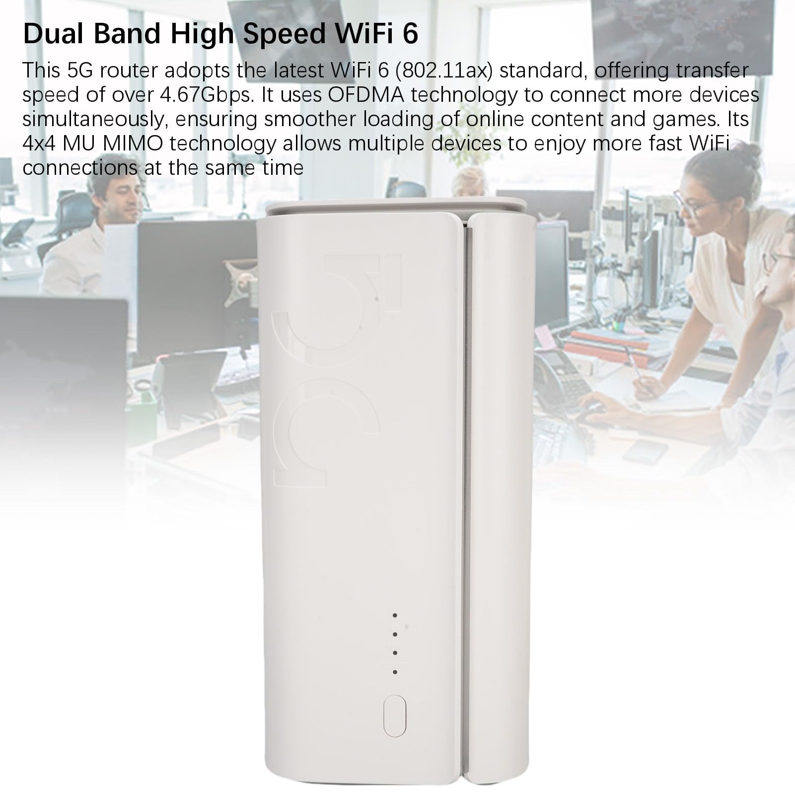 VBESTLIFE Router CPE 5G con Slot per Schede SIM, Modem Router WiFi 6 5G Ad Alta velocità da 4,67 Gpbs per Home Office Indoor, Fino a 50 Utenti (Spina europea)