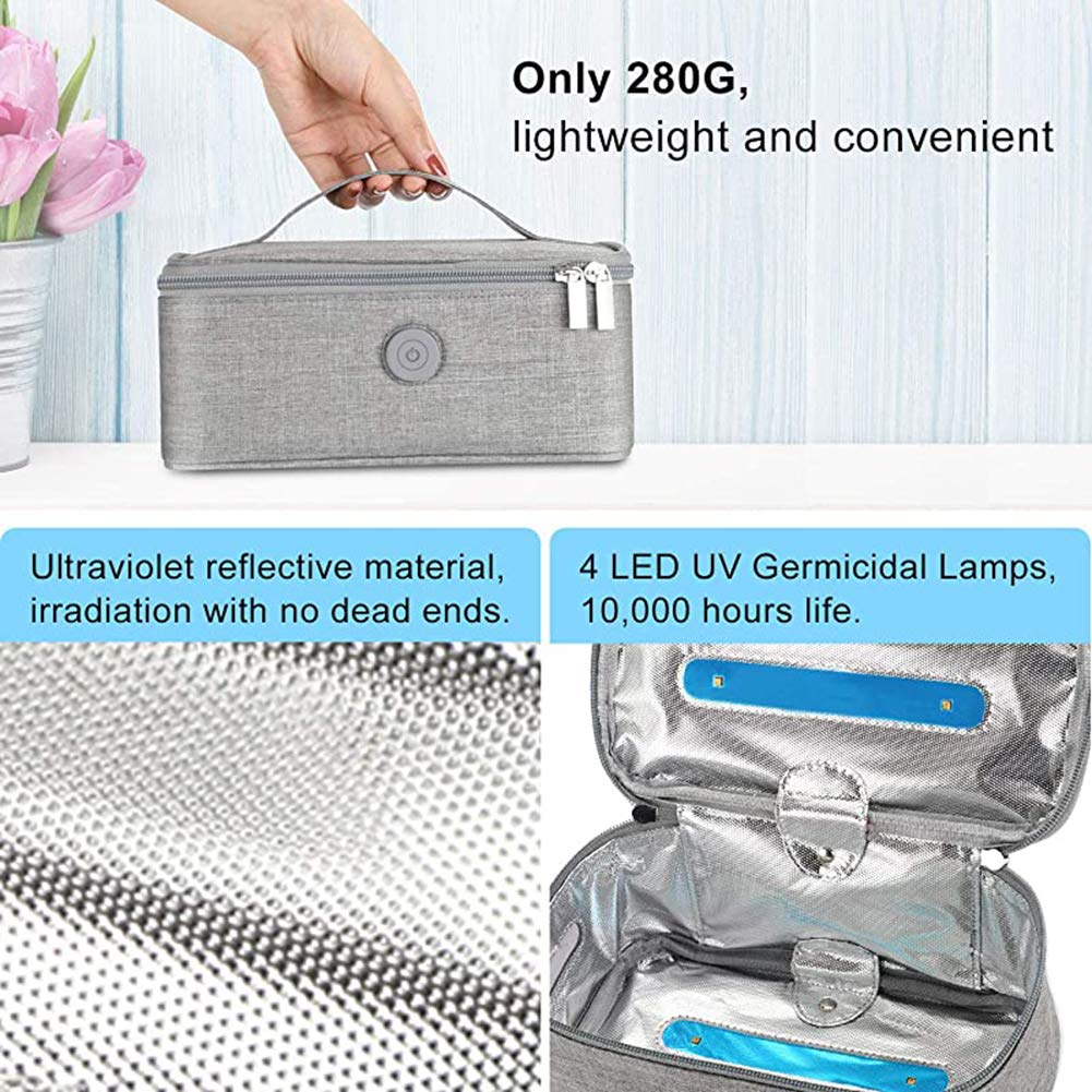 Borsa per disinfettante UV LED, Borse per sterilizzatrici Portatili, Borse per la disinfezione, 3 Perline LED, per Cellulare, biberon, Biancheria Intima, spazzolino da Denti