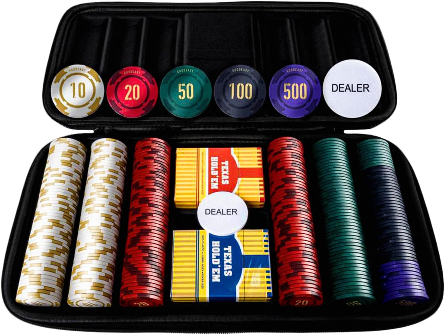 10g Ceramic Poker Chip Set 300PCS – Professional Casino-Grade Poker Set with 2 Decks of Cards & Lightweight EVA Carrying Case, Ideal for Home Games and Gifts