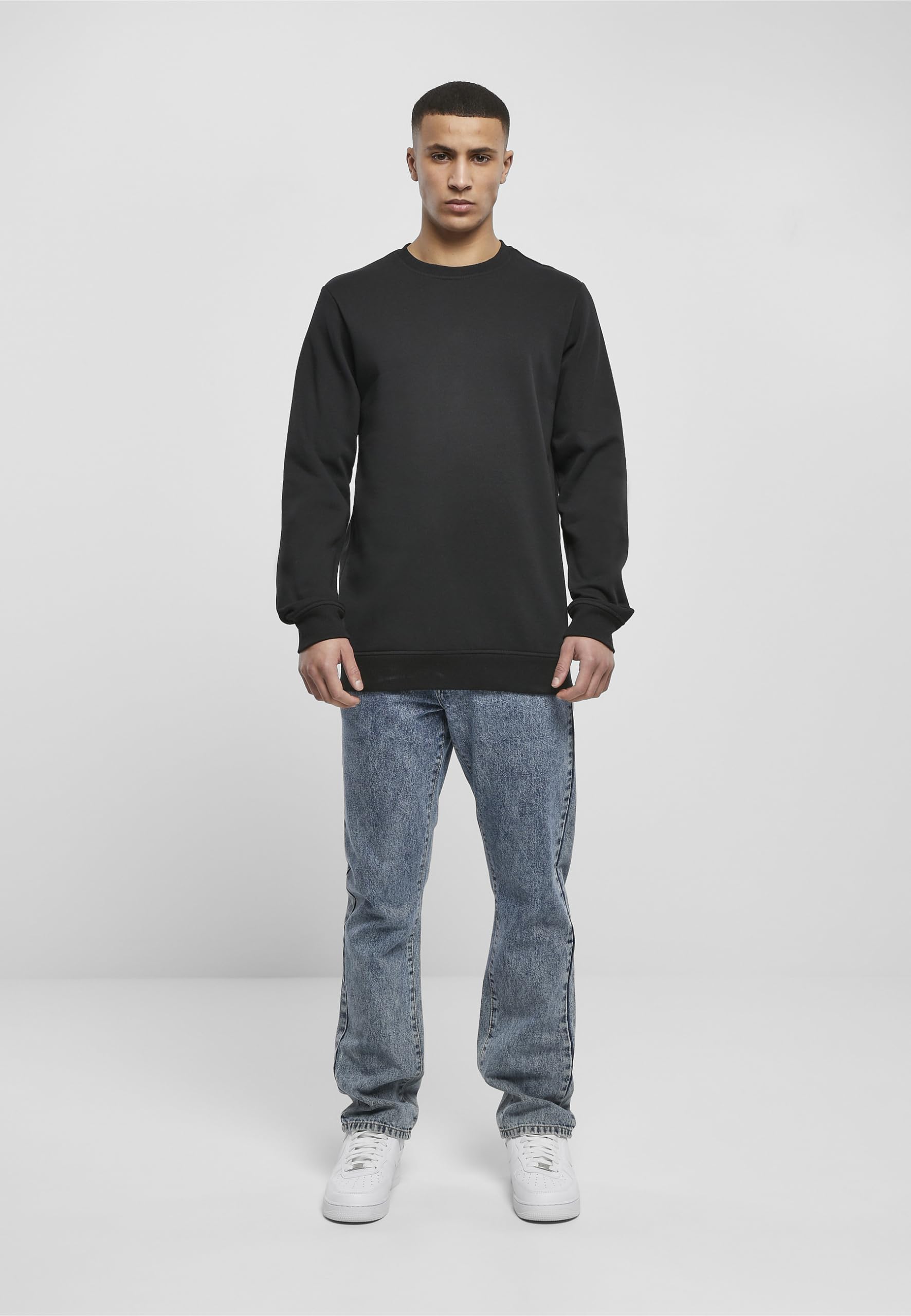 Urban Classics Basic Terry Crew Hombre Sudadera Aceituna Regular