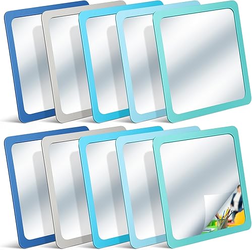 Dandat 10 Pcs Small Mirrors for Kids 6 x 6 Inch Unbreakable Shatter Proof Mirror Acrylic Square Unbroken Reflector for School Classroom Craft DIY