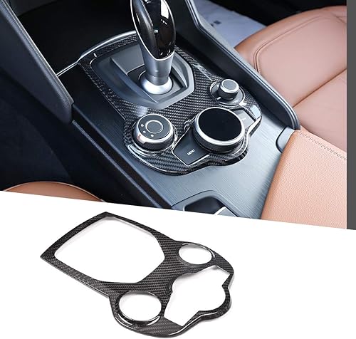 Miniatura 1 de CHEYA Adhesivo de fibra de carbono 100% real para consola central de automóvil, cubierta de panel de palanca de cambios para Alfa Romeo Giulia