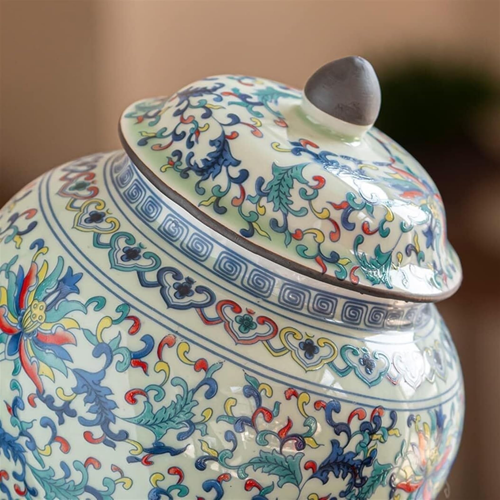 Ceramiczny wazon na imbirowy słoik z pokrywką, do dekoracji wnętrz, dekoracyjny pojemnik na herbatę, idealny do nowoczesnych i tradycyjnych wnętrz