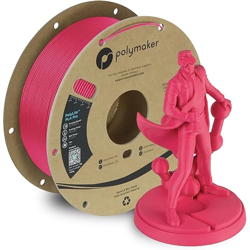 Polymaker PLA PRO Filament 1.75mm 1kg, Tough & High Rigidity Magenta 3D Printing Filament, PolyLite PLA PRO 3D Printer Filament 1.75mm, Print with Most 3D Printers