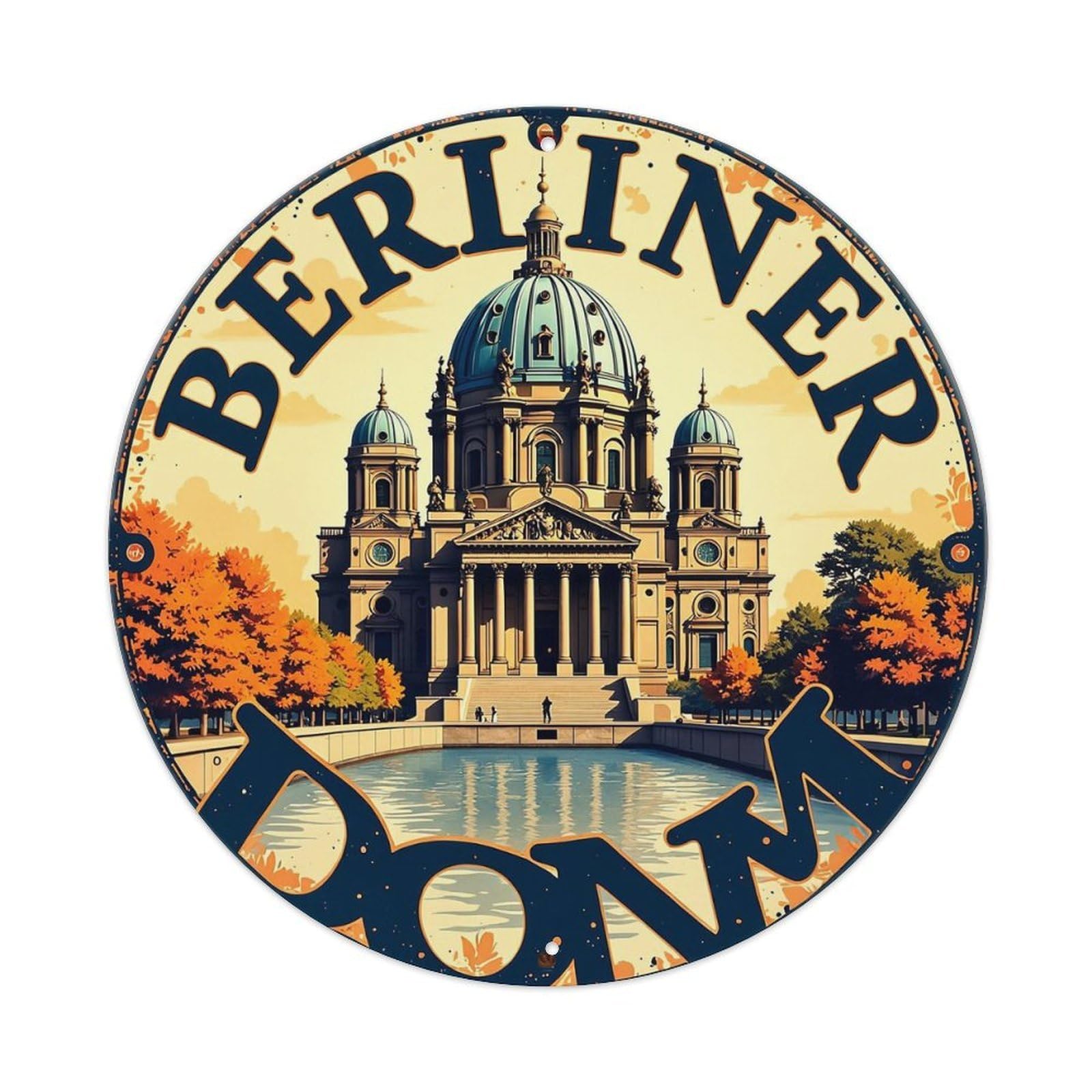 Berliner Dom Autumn Scene Architecture Metal Tin Sign Plaque