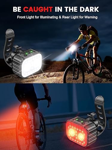 Miniatura 2 de Luces de bicicleta, juego de luces de bicicleta recargables súper brillantes 8+12 modos, luces impermeables IPX6 para bicicleta de seguridad